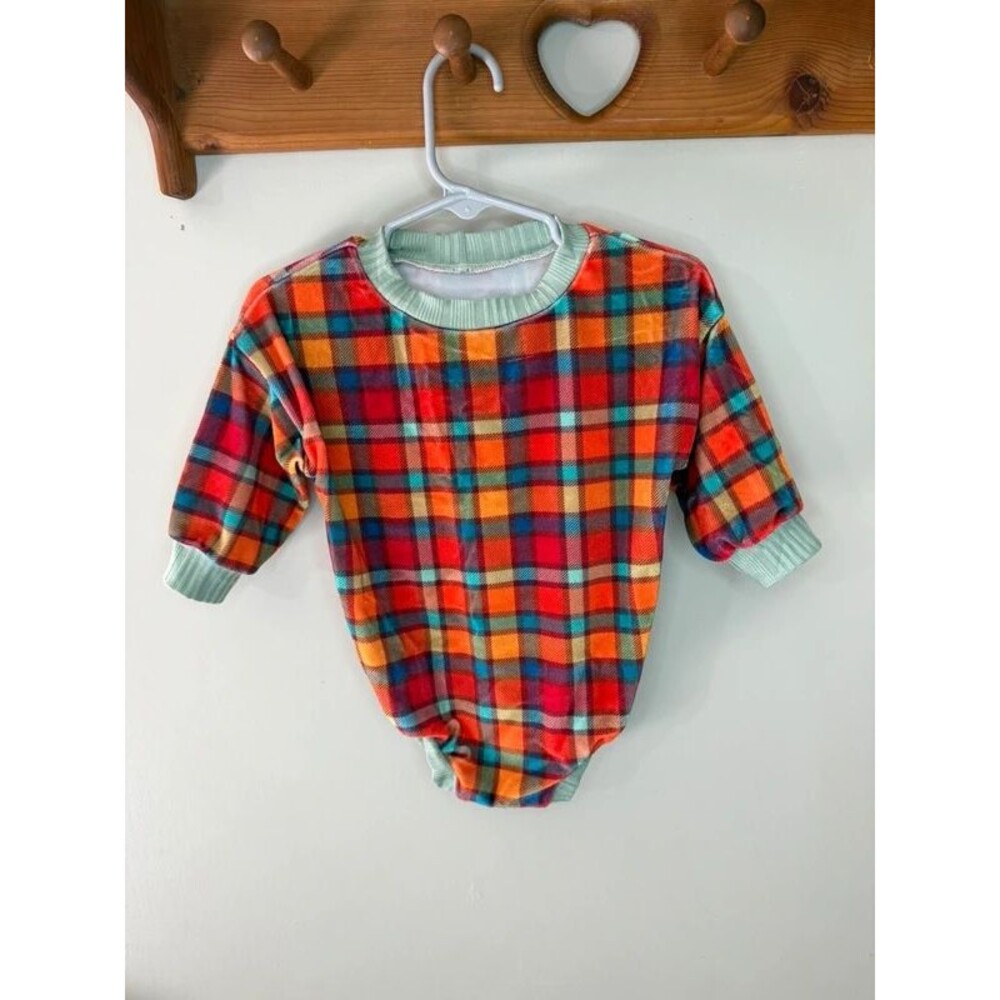 Boutique Fall Plaid Baby Bubble Romper Velvet Long Sleeve 12 months